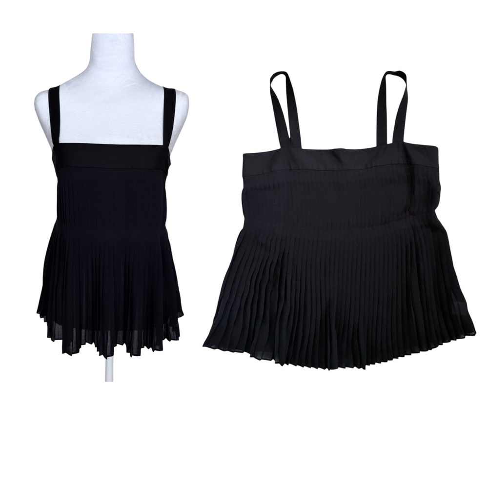 Theory Black Women’s Pleated Strap Top Size Medium Dark Romantic